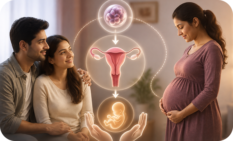 Gestational surrogacy in India explained with IVF treatment, embryo transfer and legal requirements at Krishvi IVF, Ahmedabad, Gujarat.
