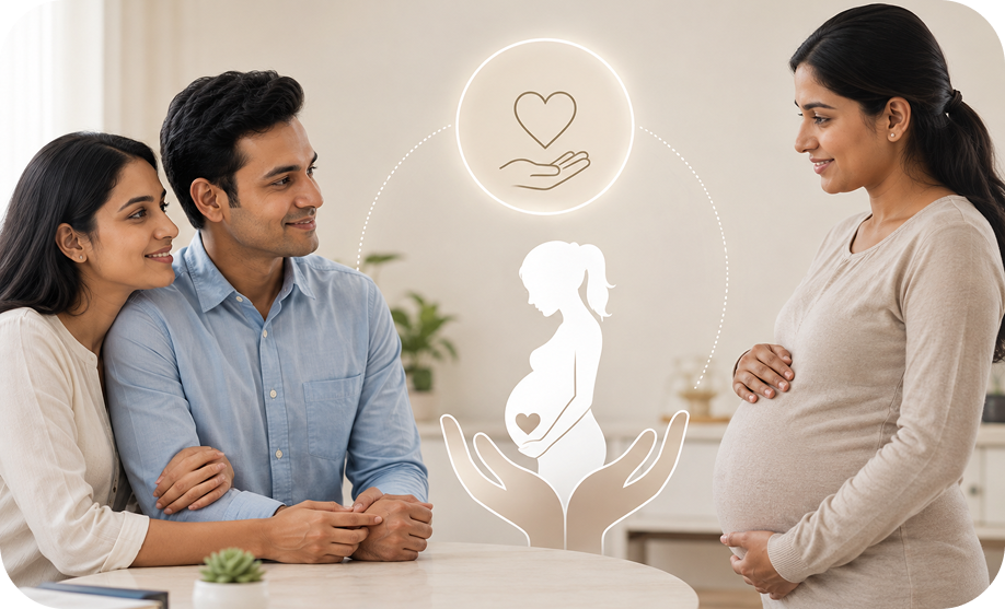 Altruistic surrogacy in India with medical and legal guidance from fertility specialists at Krishvi IVF, South Bopal, Ahmedabad, Gujarat.