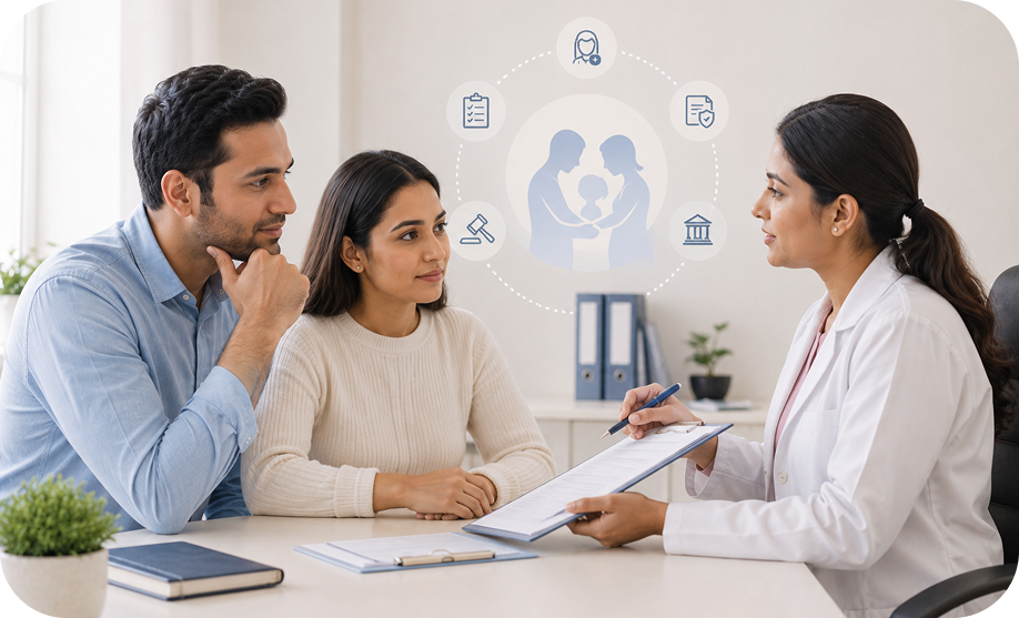Surrogacy eligibility assessment in India including medical evaluation, required certificates and legal approvals at Krishvi IVF, Ahmedabad.